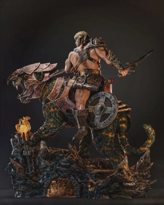 Figura 20cm alto Heman y Battle Cat pintada a mano