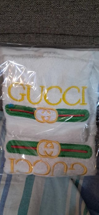 Set Asciugamani Ricamati Gucci Bianco Oro