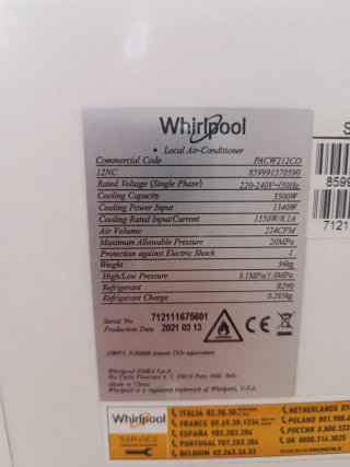 Aire Acondicionado Portátil Whirlpool