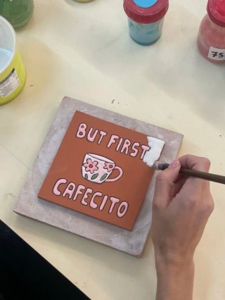 Azulejo artesanal - But First Cafecito