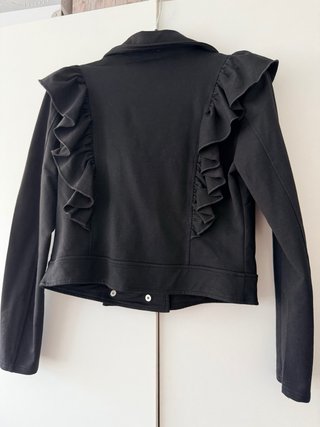 Chaqueta Biker Volantes Negra algodón
