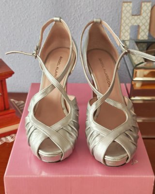 Sandalias Angel Alarcón Piel Plateadas Talla 36