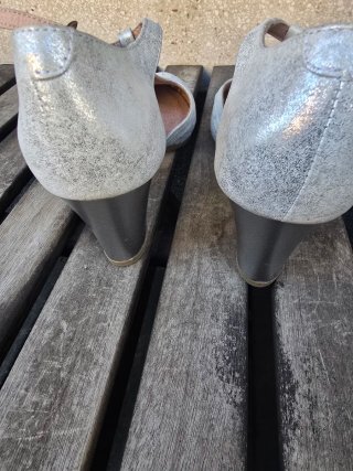Zapatos Pitillos Blanco Plateados