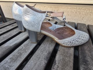 Zapatos Pitillos Blanco Plateados