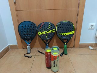 Pack 3 raquetas pádel + 3 botes pelota