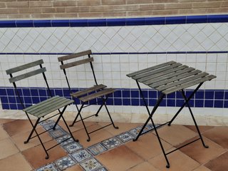 Mesa y 2 Sillas Terraza Plegables