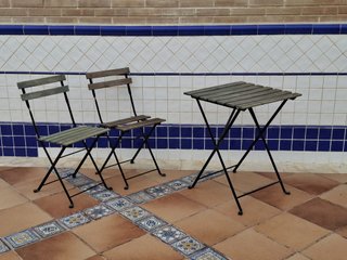 Mesa y 2 Sillas Terraza Plegables