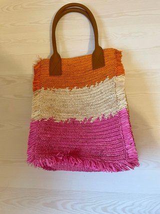Bolso de playa Sandro naranja y rosa