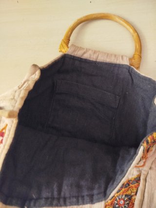 Borsa artigianale indiana beige anni 70/80