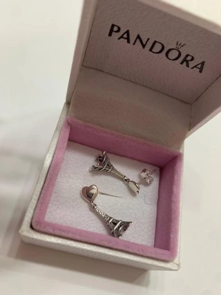 Pendientes Pandora Torre Eiffel Corazón Parisplata