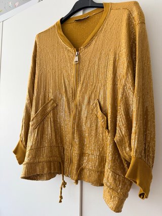 Bomber Jacket Lentejuelas Mostaza