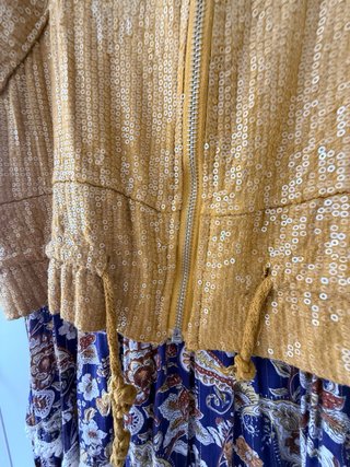 Bomber Jacket Lentejuelas Mostaza