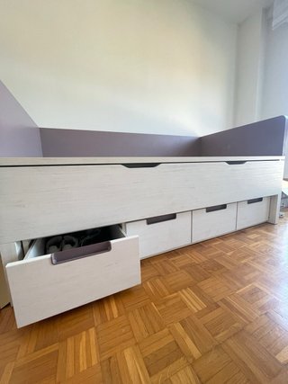 Cama nido con cajoneras de madera