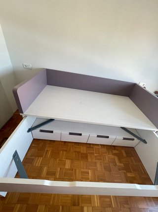 Cama nido con cajoneras de madera