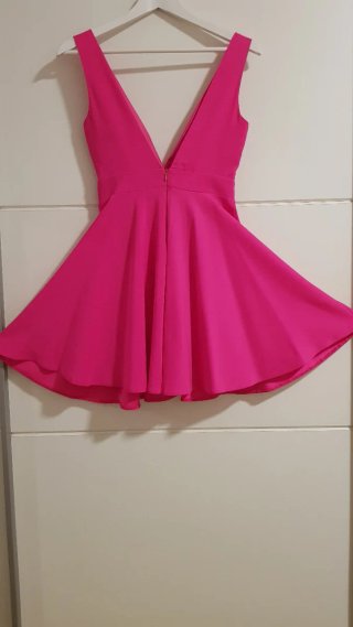 Vestido Fucsia Escote en V