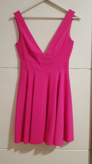 Vestido Fucsia Escote en V