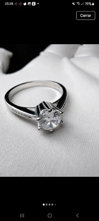 Anillo Plata S925 Compromiso Solitario