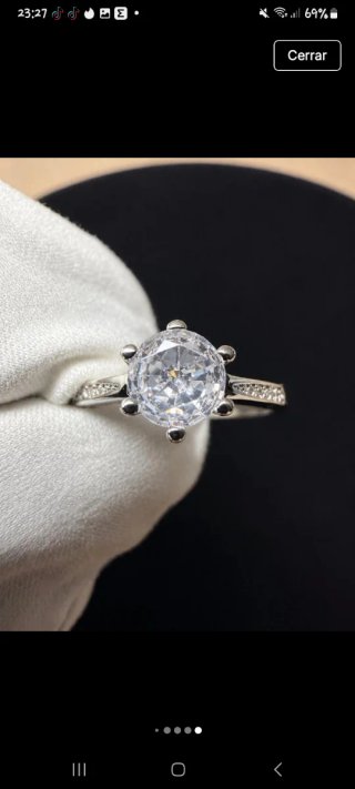 Anillo Plata S925 Compromiso Solitario