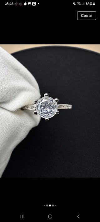 Anillo Plata S925 Compromiso Solitario