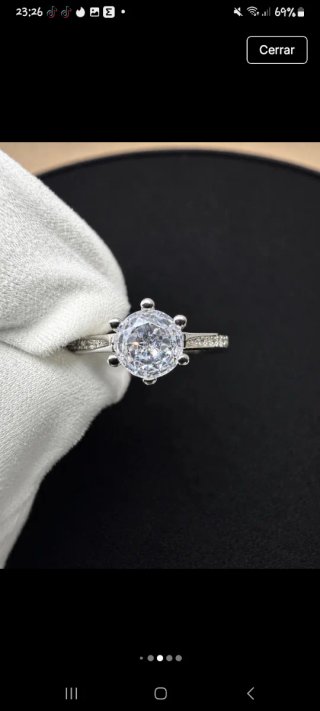 Anillo Plata S925 Compromiso Solitario