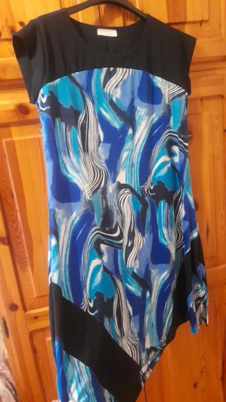 Abito donna fantasia blu nero tg M/L