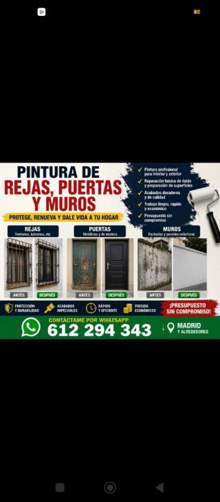 Pintura profesional rejas, puertas y muros