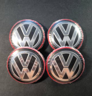TAPABUJES VW 65mm BORDE ROJO · EMBLEMAS VOLKSWAGEN