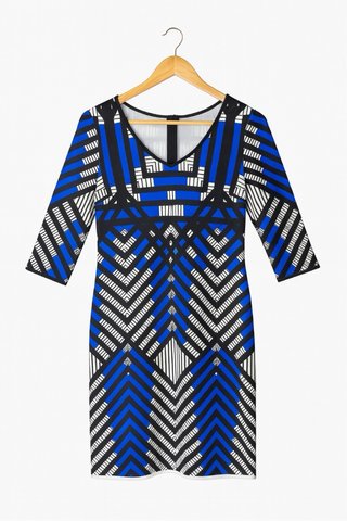 Vestido geométrico azul y blanco Nuevo Talla S