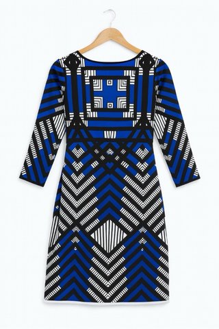 Vestido geométrico azul y blanco Nuevo Talla S