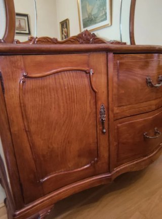 Tocador madera castaño con espejo