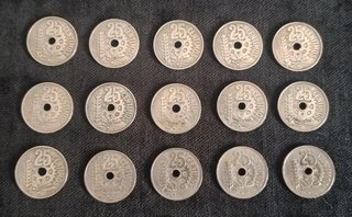 LOTE 29 MONEDAS 25 CÉNTIMOS REPUBLICA 1934/1937