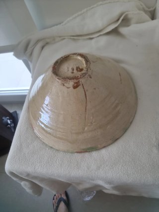 Lebrillo cerámica Nijar verde principios SXX