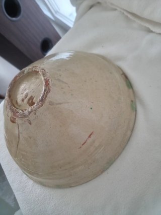 Lebrillo cerámica Nijar verde principios SXX