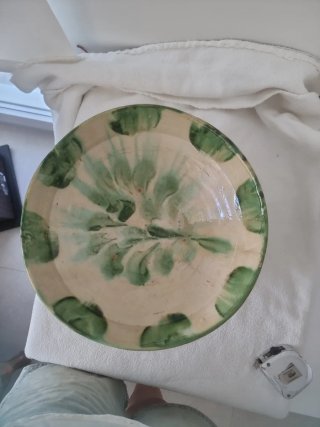 Lebrillo cerámica Nijar verde principios SXX