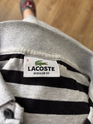 Polo Lacoste Rayas Gris y Negro Talla 5