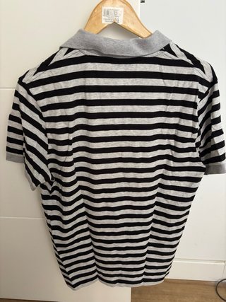 Polo Lacoste Rayas Gris y Negro Talla 5