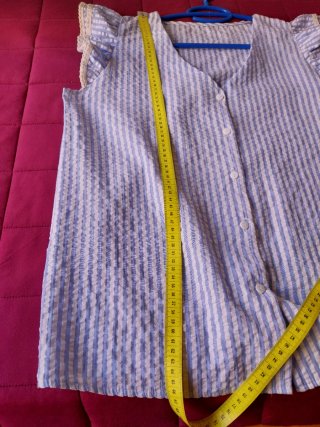 Blusa Volante Rayas Azul y Blanco Talla Única