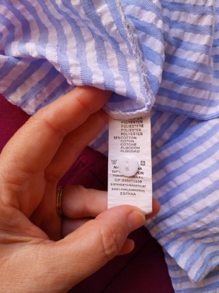 Blusa Volante Rayas Azul y Blanco Talla Única