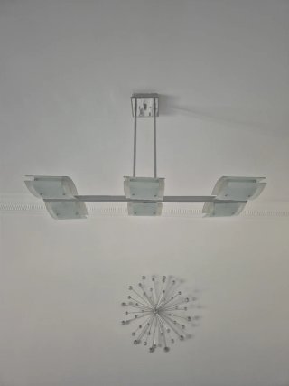 2 Lámparas Comedor Cristal y Metal
