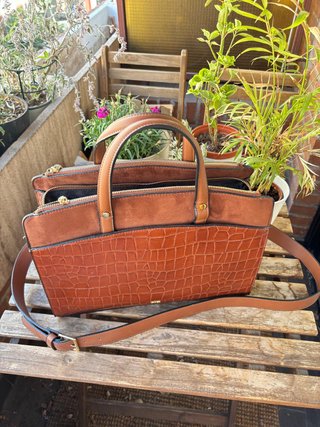 Bolso Parfois marrón efecto piel cocodrilo