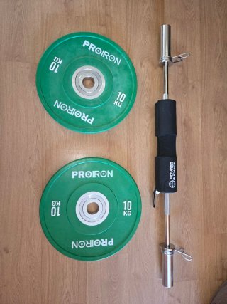 2 Discos Proiron 10kg + Barra 6kg