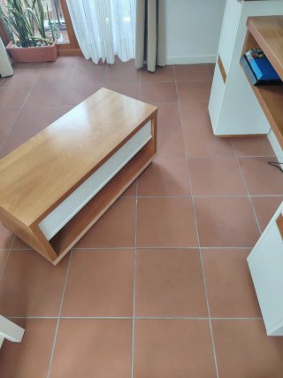 Mueble TV + Mesa Auxiliar a juego Madera y Blanco