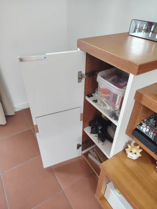 Mueble TV + Mesa Auxiliar a juego Madera y Blanco