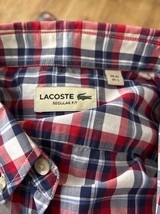 Camisa Lacoste Manga Corta Cuadros