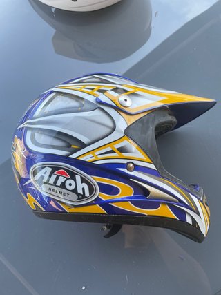 Casco Moto Airoh Azul y Amarillo