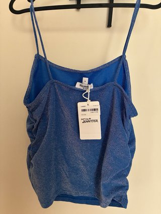 Top metalizado azul eléctrico