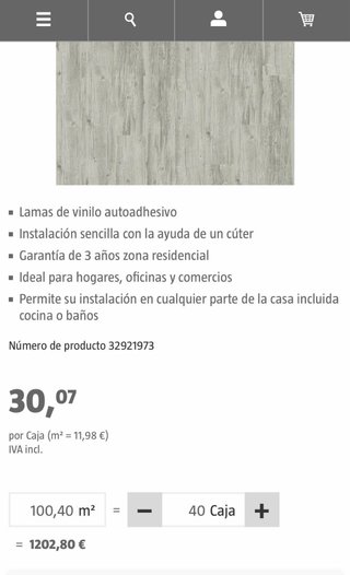 100 m² Suelo vinílico autoadhesivo