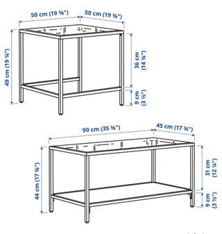 Mesa centro IKEA cristal y metal negra
