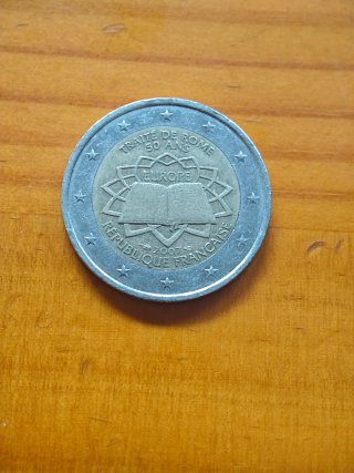 Moneda 2 euros Francia 2007 Tratado de Roma