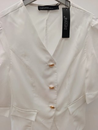 Blusa Zanzea Blanca Talla S